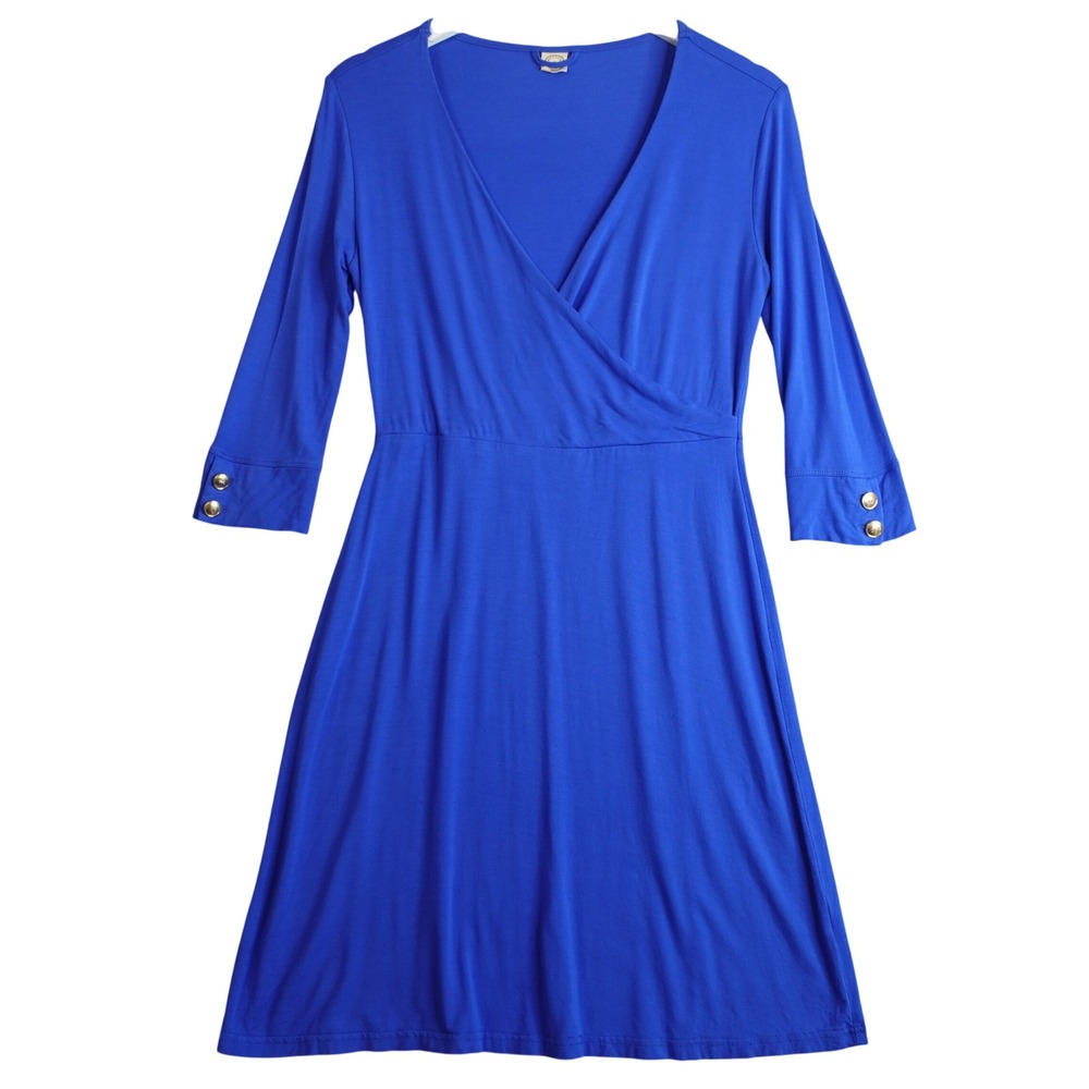 Coolibar MOTT50 Faux Wrap Dress Womens S Blue Bamboo Spandex SPF UPF 50 Vacation